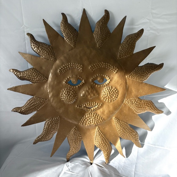 Vintage Other - Vintage large brass metal sun wall hanging home decor celestial whimsygoth